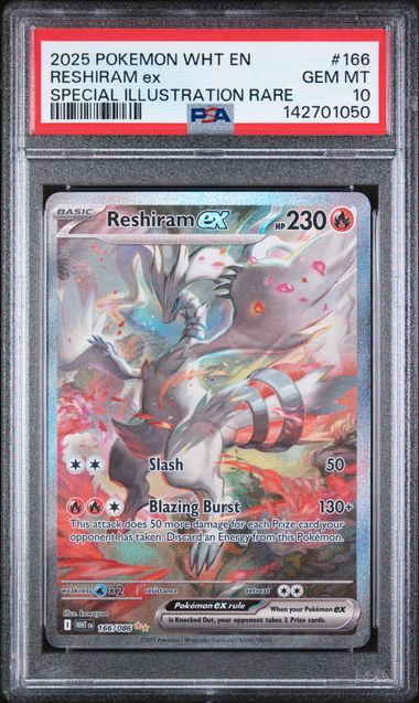 PSA 10 RESHIRAM ex 166/086 Special Illustration Rare Full Art Pokemon Card